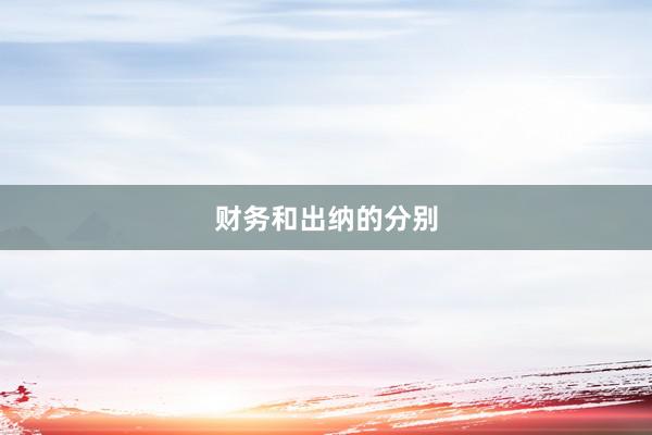 财务和出纳的分别