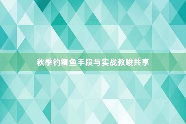 秋季钓鲫鱼手段与实战教唆共享
